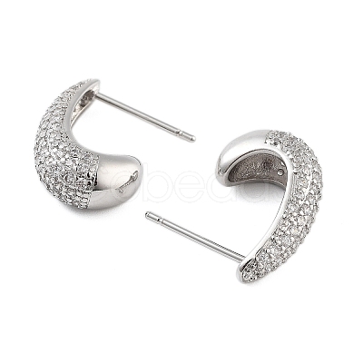 Rack Plating Teardrop Brass Stud Earrings EJEW-N055-25A-P-RS-1