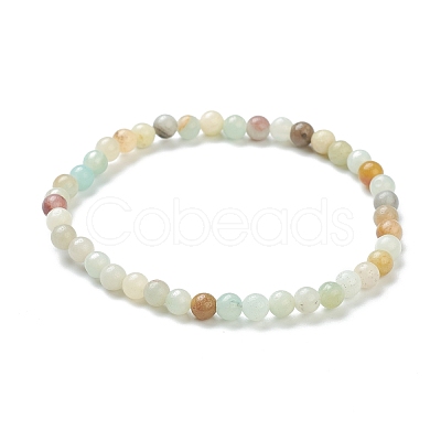Natural Amazonite Beaded Stretch Bracelets BJEW-D446-A-31-1