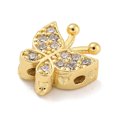 Brass Micro Pave Clear Cubic Zirconia Beads KK-Z072-11G-02-1