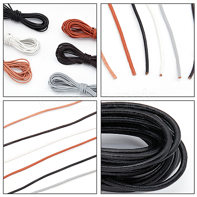 PandaHall Elite 24 Yards 6 Colors Cowhide Leather Cord WL-PH0004-14-1