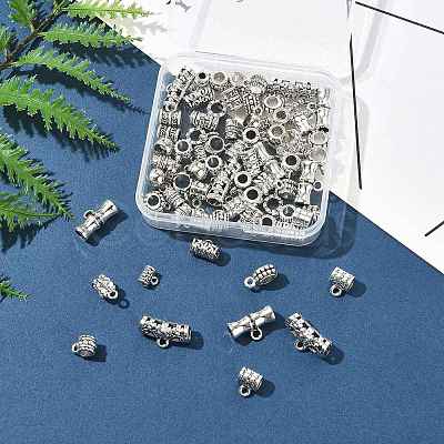 75Pcs 15 Styles Tibetan Style Alloy Tube Bails FIND-FS0004-50-1
