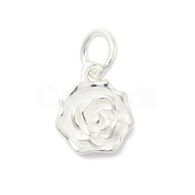 925 Sterling Silver Flower Charms with Jump Rings and 925 Stamp STER-M021-02S-02-1