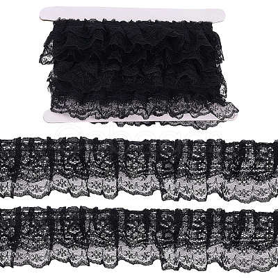 10M Double Layer Polyester Flower Lace Trim Ribbon OCOR-GF0004-58B-1
