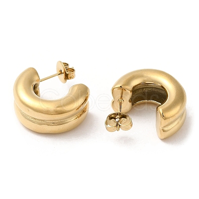 Ion Plating(IP) 304 Stainless Steel Round Stud Earrings EJEW-Z022-28G-1