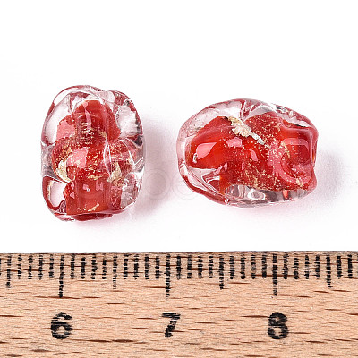 Handmade Gold & Silver Foil Glass Beads FOIL-N030-02G-1