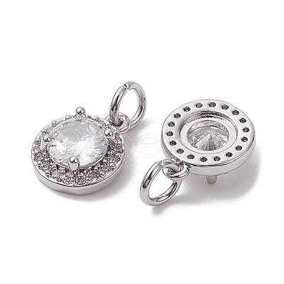 Brass Micro Pave Clear Cubic Zirconia Charms KK-K360-16P-1