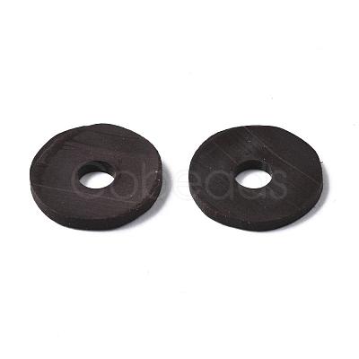 Flat Round Handmade Polymer Clay Beads CLAY-R067-12mm-38-1