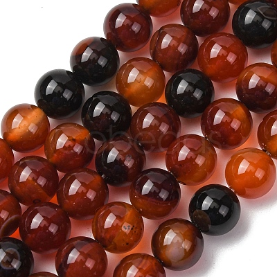 Dyed Natural Agate Round Beads Strands G-E321B-10mm-02-1