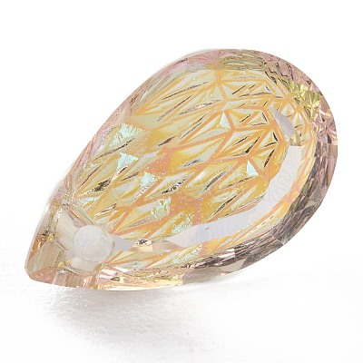 Embossed Glass Rhinestone Pendants GLAA-J101-05A-001PS-1