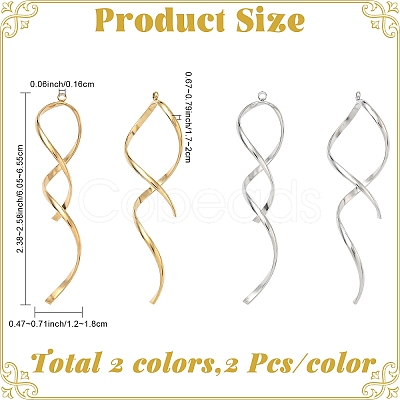 4Pcs 2 Colors Ion Plating(IP) 304 Stainless Steel Pendants STAS-YW0011-25-1