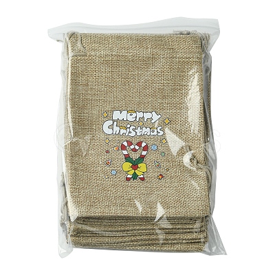 12Pcs 12 Styles Christmas Printed Burlap Packing Pouches Drawstring Bags ABAG-FS0001-03B-1