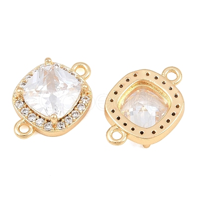 Brass Micro Pave Clear Cubic Zirconia Connector Charms CU-CBA7BFE-01A-G-1