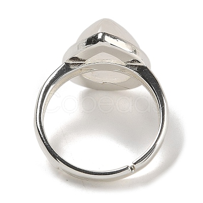 Natural Quartz Crystal Teardrop Adjustable Rings RJEW-K371-08S-17-1