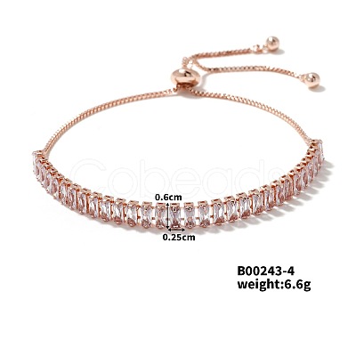 Shiny Adjustable Delicate Luxurious Brass Slider Bracelets for Women KV0413-3-1