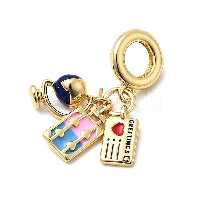 Brass Enamel Colorful European Dangle Charms KK-C138-10G-1