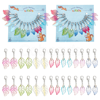 Leaf Pendant Stitch Markers HJEW-AB00314-1