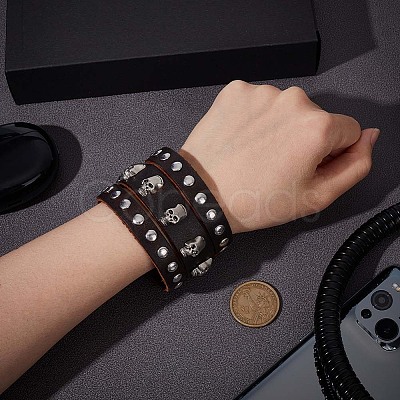 Cowhide Leather Wide Cord Bracelet BJEW-WH0011-24-1