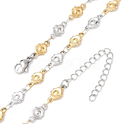 5.5MM 304 Stainless Steel Flower Link Chain Necklaces NJEW-P346-01A-1