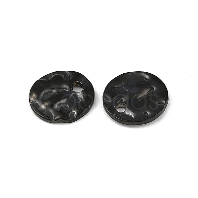 304 Stainless Steel Textured Disc Charms STAS-Q336-11A-B-1