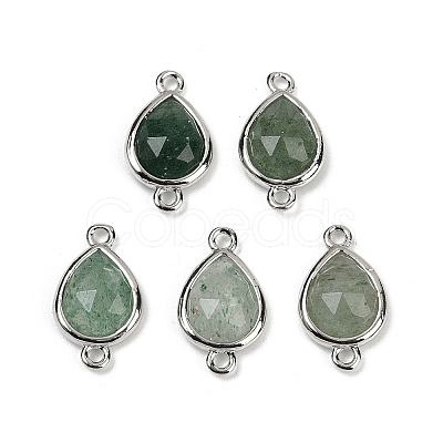 Natural Green Strawberry Quartz Connector Charms G-L514-048G-08-1