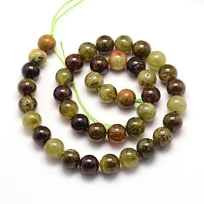 Natural Green Garnet Beads Strands G-G661-9mm-1