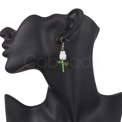 Stainless Steel Glass Flower Dangle Earrings EJEW-MZ00574-05-1