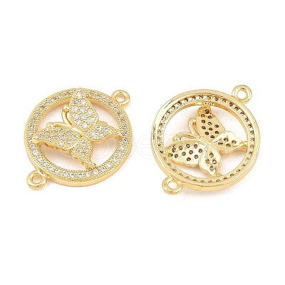 Brass Micro Pave Clear Cubic Zirconia Connector Charms CU-CBA908F-04G-01-1