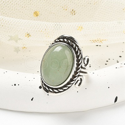 Natural Green Aventurine Adjustable Rings RJEW-I108-01AS-02-1