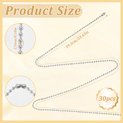30Pcs Iron Ball Chain Necklace Making MAK-SP0001-08P-1