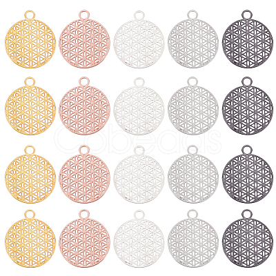 20Pcs 5 Colors Brass Pendants KK-HY0001-47-1