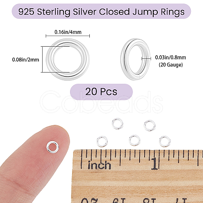 20Pcs 925 Sterling Silver Round Rings STER-BBC0009-64B-S-1
