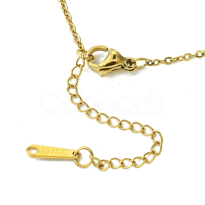 Ion Plating(IP) Rectangle with Initial Letter 304 Stainless Steel Pendant Necklace NJEW-R265-04G-E-1