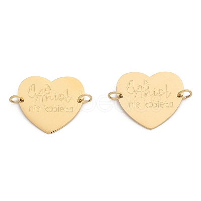 304 Stainless Steel Heart Connector Charms STAS-P396-03B-G-1