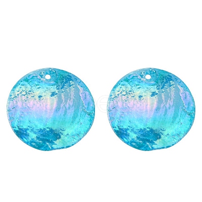 AB Color Plated Capiz Shell Pendants X-SSHEL-T008-01B-1