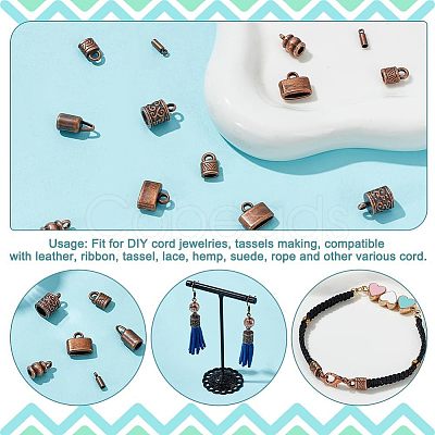 120Pcs 6 Styles Tibetan Style Alloy Cord End FIND-NB0004-49-1