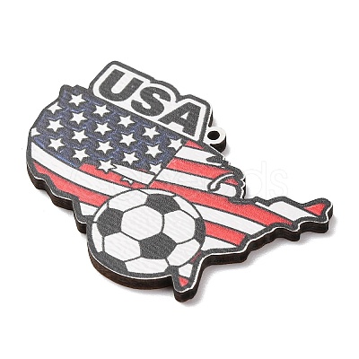 American Football Themed Printed Wooden Pendants WOOD-B012-02E-1