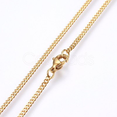 304 Stainless Steel Curb Chain Necklaces MAK-L015-32F-1