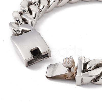Non-Tarnish 304 Stainless Steel Curb Chains Bracelet for Women BJEW-E107-10P-1