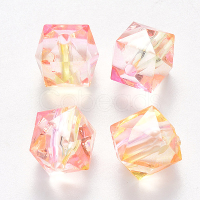 Two Tone Transparent Spray Painted Acrylic Beads ACRP-T005-26O-1