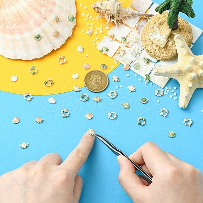 45Pcs 9 Styles Alloy Enamel Shell Shape Cabochons MRMJ-CJ0001-39-1