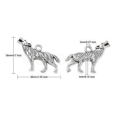 Tibetan Style Alloy Howling Wolf Pendants LF1753Y-NF-1
