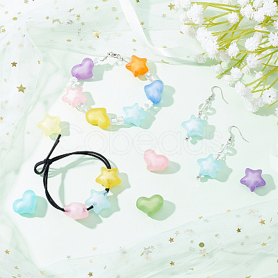 200Pcs 2 Style Frosted and Transparent Acrylic Beads FACR-PH0001-03-1