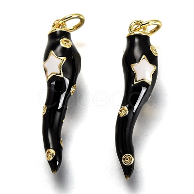 Brass Enamel Pendants KK-B026-15G-A-1