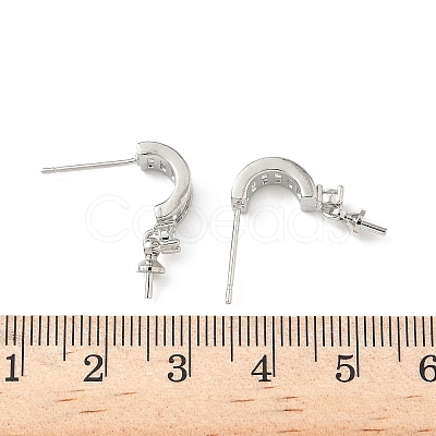 Brass Pave Clear Cubic Zirconia Stud Earring Findings KK-D369-08P-1