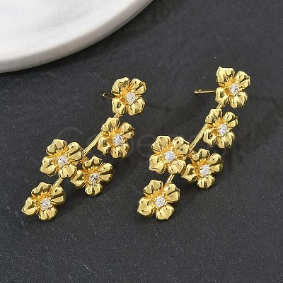 Brass Micro Pave Cubic Zirconia Stud Earrings for Women EJEW-A167-24G-1