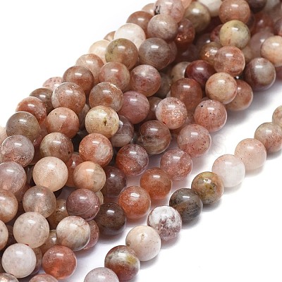 Natural Sunstone Beads Strands G-F674-05-8mm-1