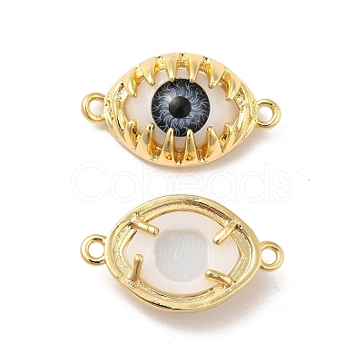 Evil Eye Resin Brass Connector Charms RESI-E026-01G-M-1