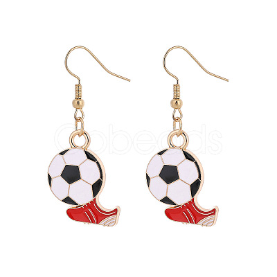 Alloy Enamel Football Dangle Earrings for Women WG983A9-01-1