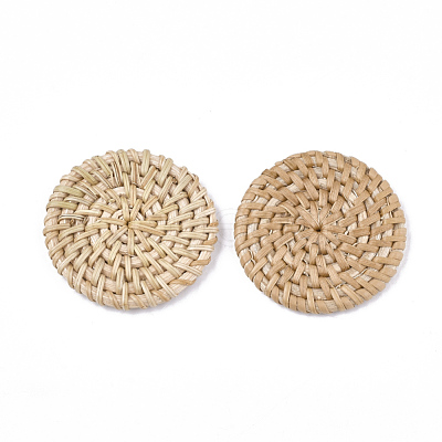 Handmade Reed Cane/Rattan Woven Beads WOVE-T006-128B-1