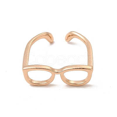 Brass Glasses Frame Open Cuff Ring for Women RJEW-F140-140KCG-1
